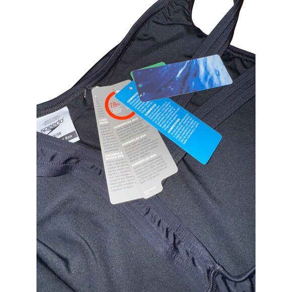 Speedo Powerflex Eco Black Swimsuit‎ Size 12/38 Swim Athletic Sports Pool Beach - Picture 10 of 10